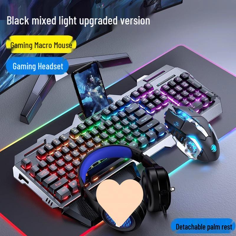 Gaming Keyboard & Mouse Set: True Mechanical Feel, with Headset & Extra Light Option