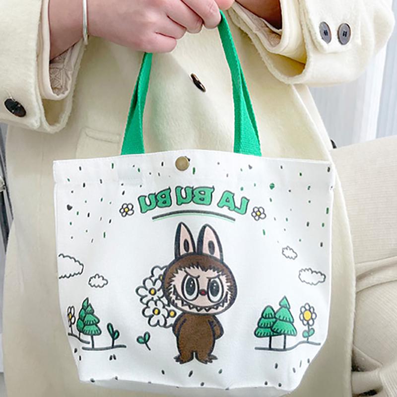 תיק קנבס לאבובו כותנה חמוד מצויר מצחיק תיק טוטה קניות פאוץ' סטודנט נוסע רב-תכליתי פשוט תיקי נשים מתנה