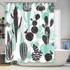 Cactus Printed Shower Curtain Waterproof Decorative Bathroom Liner Set For Home Living Room