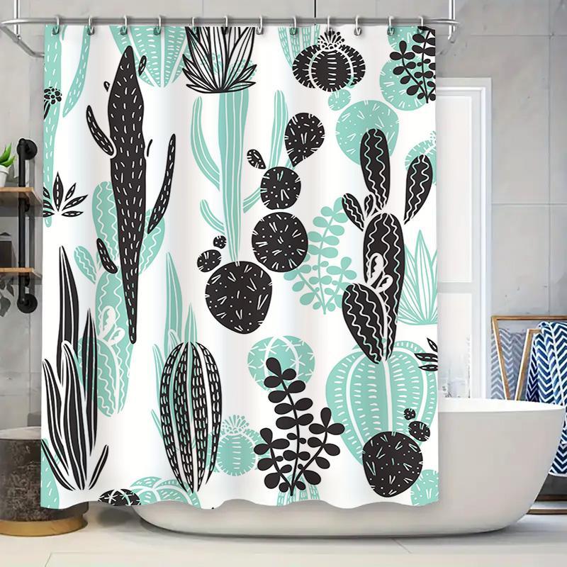 

Cactus Printed Shower Curtain Waterproof Decorative Bathroom Liner Set For Home Living Room W60H190(CM)-1 Pcs