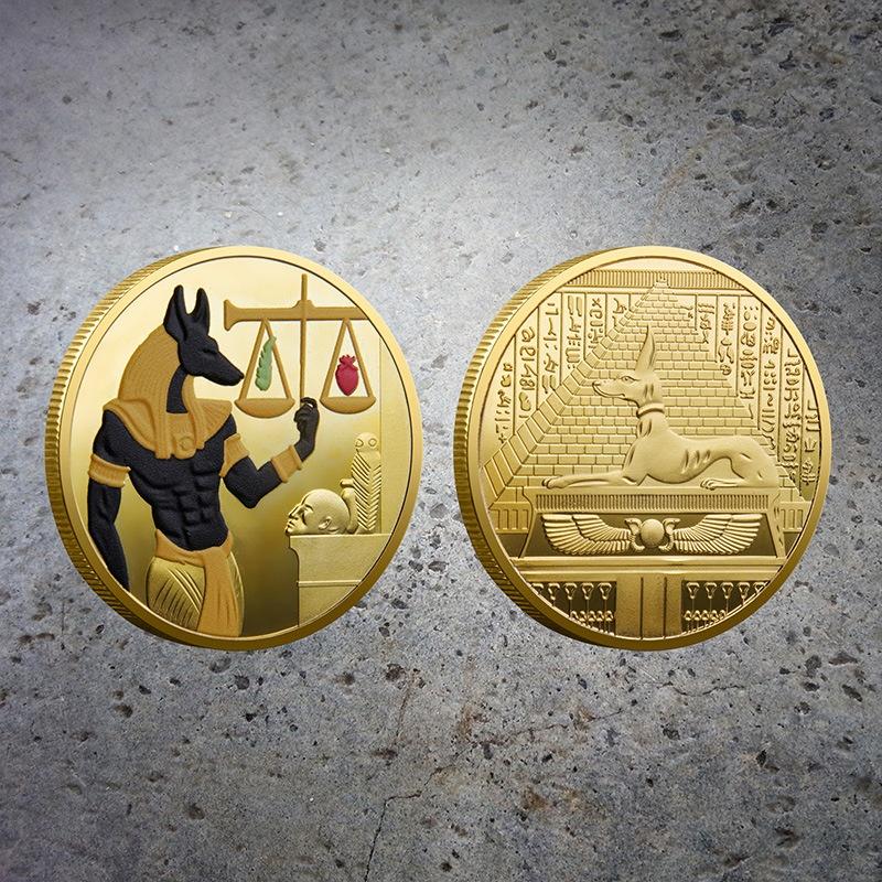 Doghead God Anubis Commemorative Coin Souvenir Ancient Egyptian Death Guardian Commemorative Coin