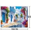 1 Piece Mediterranean Town Scenery Tapestry-Polyester Material, Ideal For Living Room & Bedroom Decoration-With Installation Kit