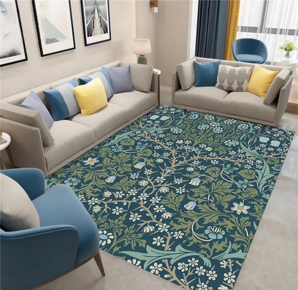 r Floral Carpet Bedside Floor Mat Anti-slip Vintage Animal Rug Moroccan Carpets for Living Room Decorative