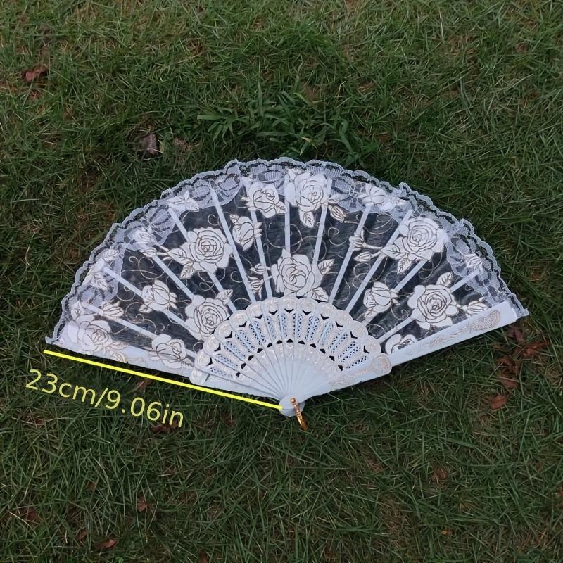 10pcs Elegant Folding Hand Fans for Women' Dance Wedding Decorations Plastic Ribs with Lace for Parties Graduation Events Decor