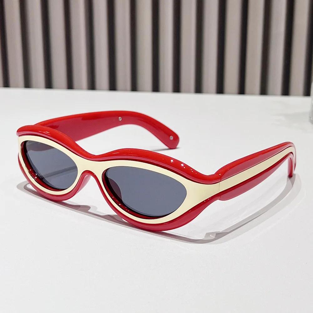 Y2K Vintage Luxury Brand Designer Double Color Cat Eye Sunglasses Women For Men Sun Glasses Punk Popular Small Frame Shade UV400