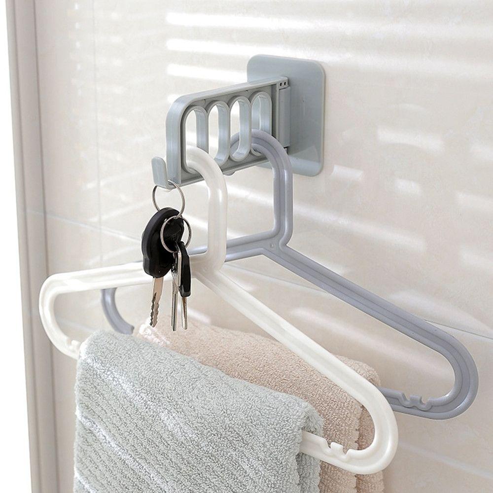 Strong Adhesive Seamless Stickers 4 Hole Clothes Hook Storage Swivel Hook Multifunctional Hanger