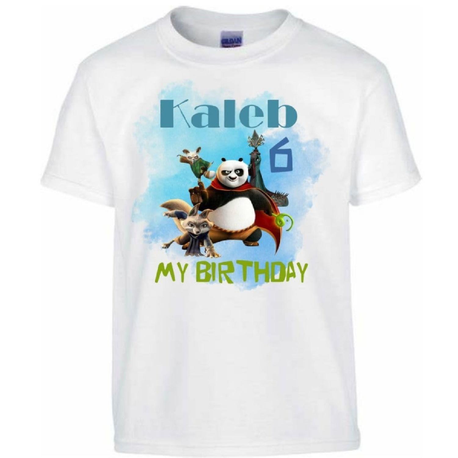 

Personalized shirt for birthday boys kung fu panda, add name and age, family birthday t-shirts boys, personalized t-shirts family matching XXXXXL білий