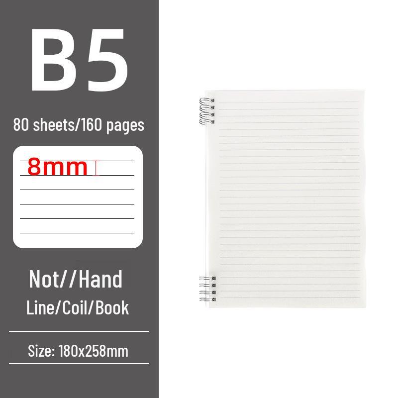 Thickened A6/A5/B5 Coil Notebook with Clear Waterproof Cover - Durable and Wear-Resistant for Students