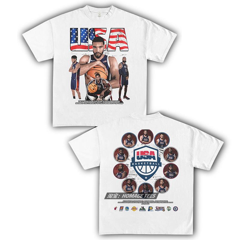 Americký basketbal NBA Americký retro Dělat starý potisk postavy Těžké Pánské Dámské Bavlněné Volné Krátký rukáv Pamětní tričko