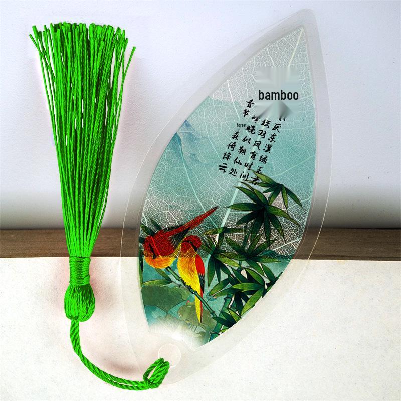 Chinese Style Leaf Vein Bookmark: Plum, Orchid, Bamboo, Chrysanthemum - Graduation Gift for Classmates or Girls
