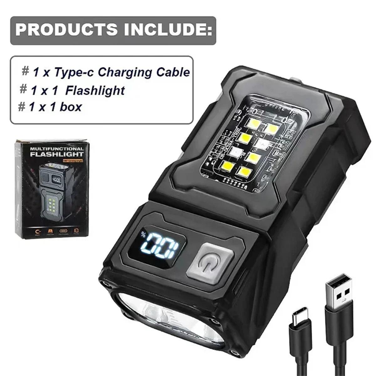 

Мини светодиодный COB фонарик Портативный Хвостовой Регулируемый угол Двойной свет Заряжаемый через USB Несколько режимов освещения Многофункциональный Свободные руки 200LM чёрный