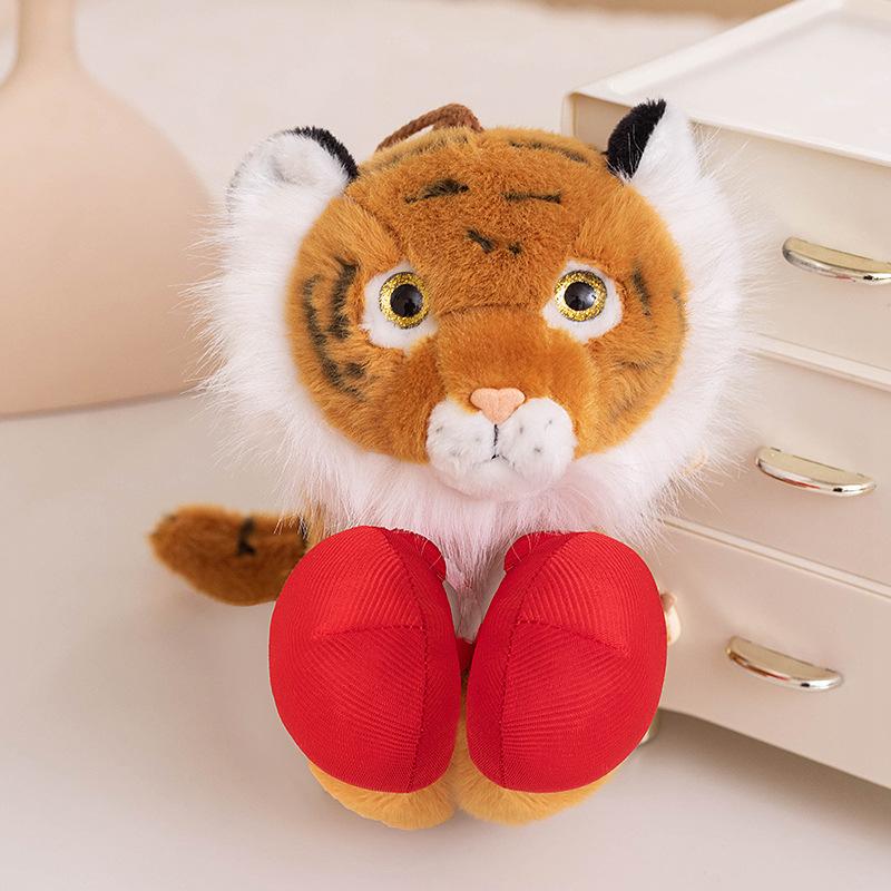 Электрическая кукла-тигр-боксер, плюшевая игрушка, перчатки-еноты, детская успокаивающая тряпичная кукла, подарок на день рождения 25cm (0.25kg)