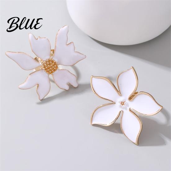 Long-lasting Ring Finger Exaggerated Enamel Big Flower Design Stunning Alloy
