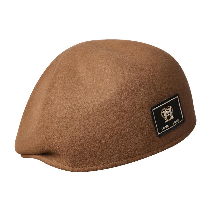 Alphabet wool beret Wear forward hat before and after autumn and winter Fashion solid color women's star anise hat