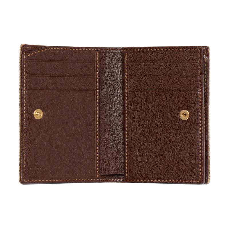 Gucci GG Marmont Generation Vintage Double G Logo GG Canvas Wallet Small Women Wallet Beige Dark-Brown 773427-FAF05-9651