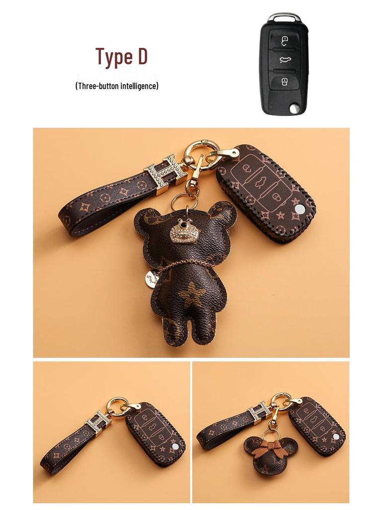 Volkswagen Car Key Cover for Sagitar, Bora, Lavida, T-Roc, Tiguan L, Golf 8, Tayron, POLO with Women's Bag Buckle