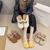 2025 New French Holiday Small Fragrant Mary Jane Shoes Women's Bag Head Hollow Bow Flat Slippers