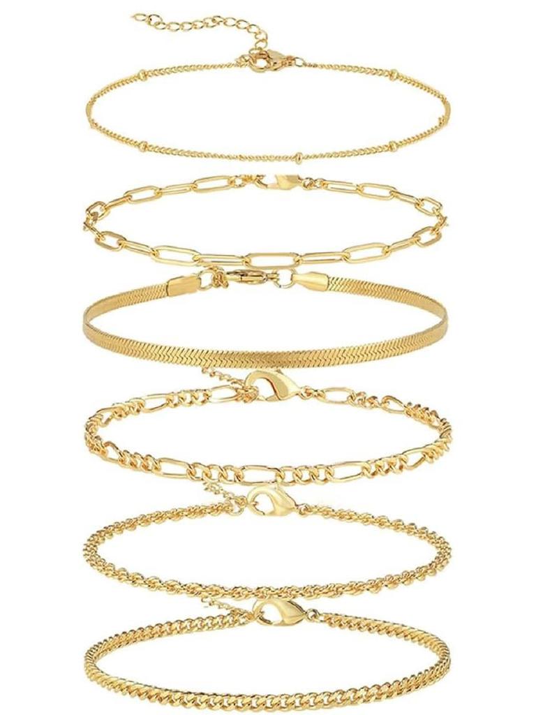 Trendy Multi-layer Sparkling Snake Bone Anklet Set