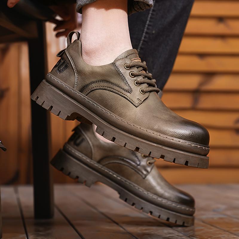 High Quality 2024 Men Casual Leather Business Tooling Shoes Comfy Thick Bottom Italian Male Shoes Antiskid Outdoor Oxford Shoes