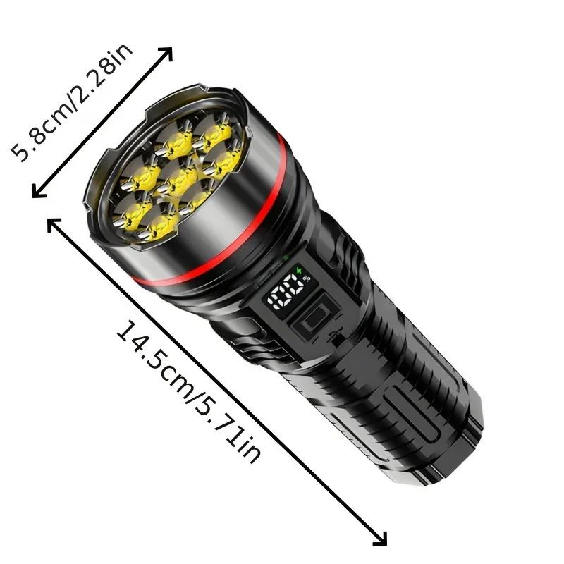 High Power 8-LED Flashlight Ultra-bright Long-range USB Rechargeable Flashlights with 3 Lighting Modes Emergency Torch