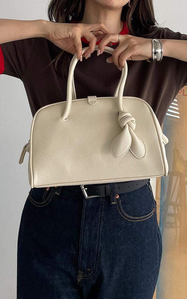 210NOUVE Round Mini Boston Bag, Ivory [55K210G346-19]