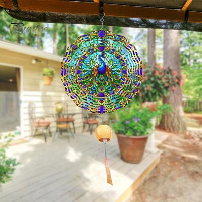 3D vēja griezējs varavīksnes piekārts nerūsējošā tērauda vēja griezējs metāla kinētiskās mākslas ornaments iekštelpu āra pagalma dārza dekorēšanai