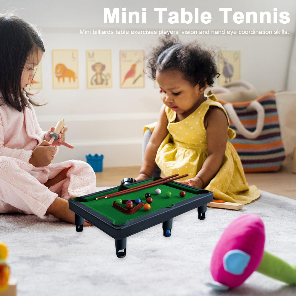 Mini Billiard  with 2 Sticks & Balls Miniature Pool Game Portable Stress Relief Kids Educational