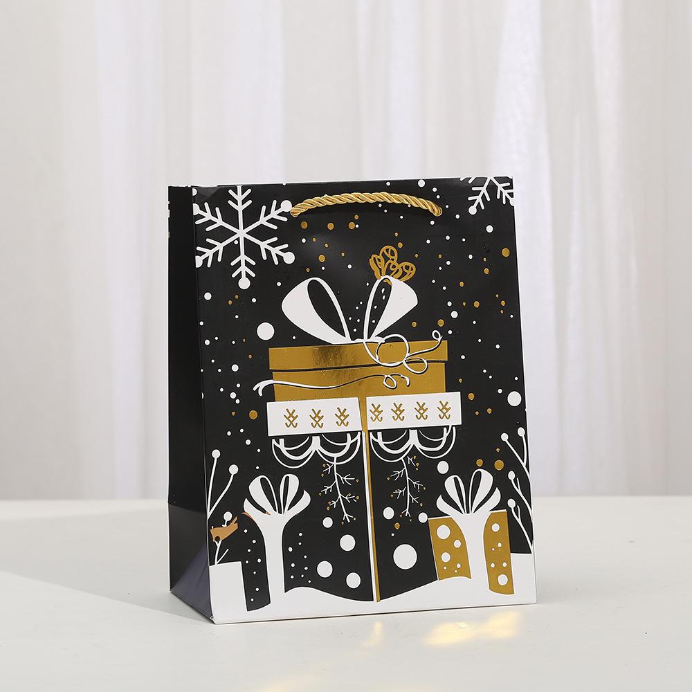 StoBag, Elegant Christmas Gift Bags, Happy Christmas, Add a Touch of Festive Cheer To Your Gift-Giving, Reusable Paper, 6/10pcs