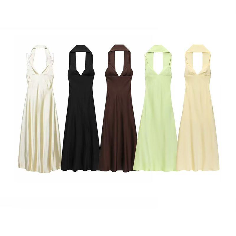 Kaslead New Women clothes Western Style Thin Scarf with Silk Satin Texture Dress 8033331 727