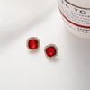 Orecchini a lobo da donna in cristallo color rosso quadrati piccoli con strass piccoli gioielli per orecchie moda coreana decorazione orecchie ragazze orecchini