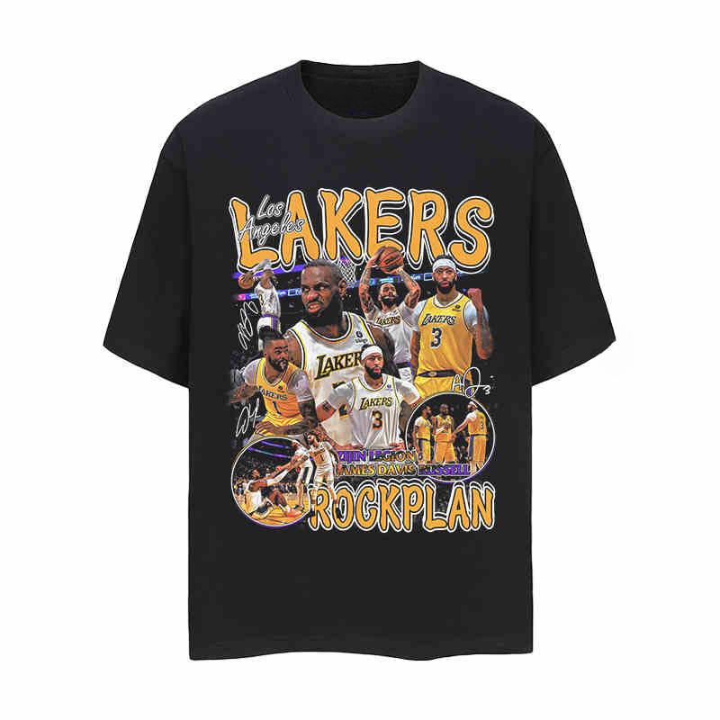 2024 Rock Project American Star James David Russell Printed Short Sleeve Retro Basketball T-shirt Student Hipster Men and Women