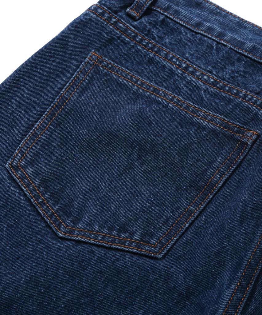 TRILLION Biostone Washed Straight Denim Pants (Deep Blue)