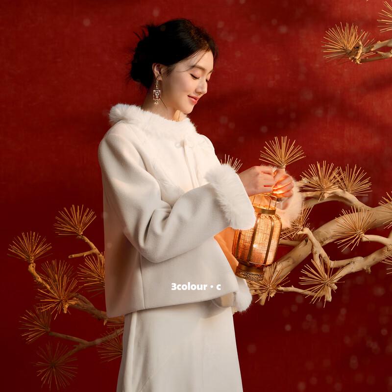 

Sancai 2025 Winter Embroidered Woolen-Style Coat L