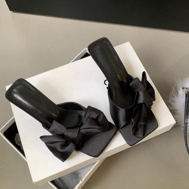 Fashion Women's Summer Butterfly-knot Low Heel Slippers Elegant Open Toe Party Dress Shoes Fashion Outdoor Ladies Slides