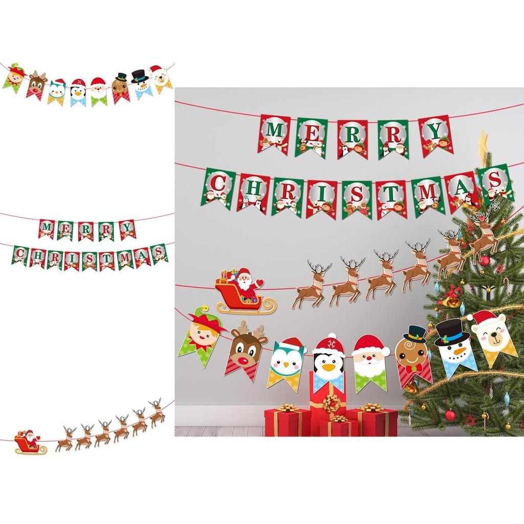 Christmas Decoration Delightful Paper Banner Featuring Cartoon Santa Reindeer And