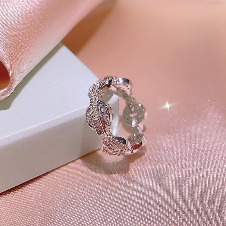 Fashion Diamond Chain Ring Female Japan and South Korea Simple Index Finger Ring Tide Hollow Ring