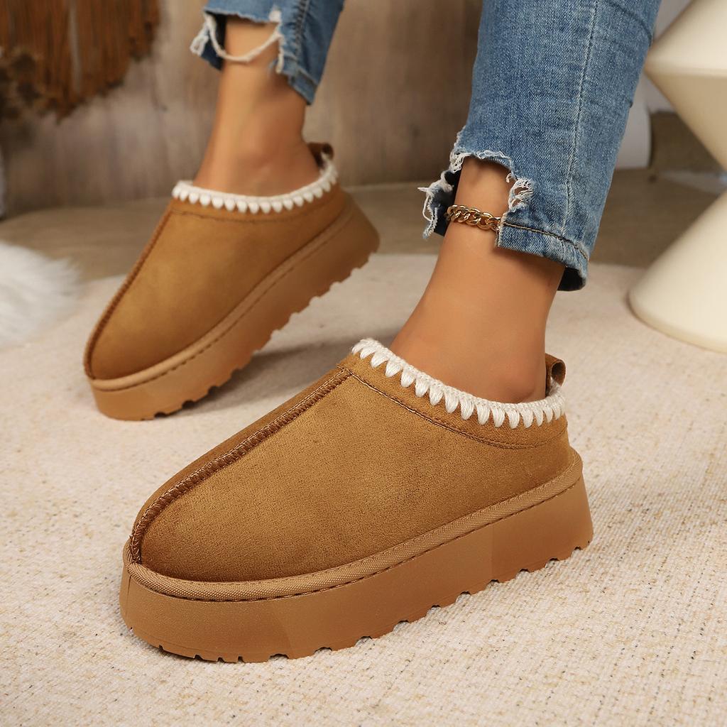 Thick-Soled Snow Boots Women'S Winter Cotton Shoes Casual Short Women'S Boots Thickened One-Pedal Thick-Soled Snow Boots