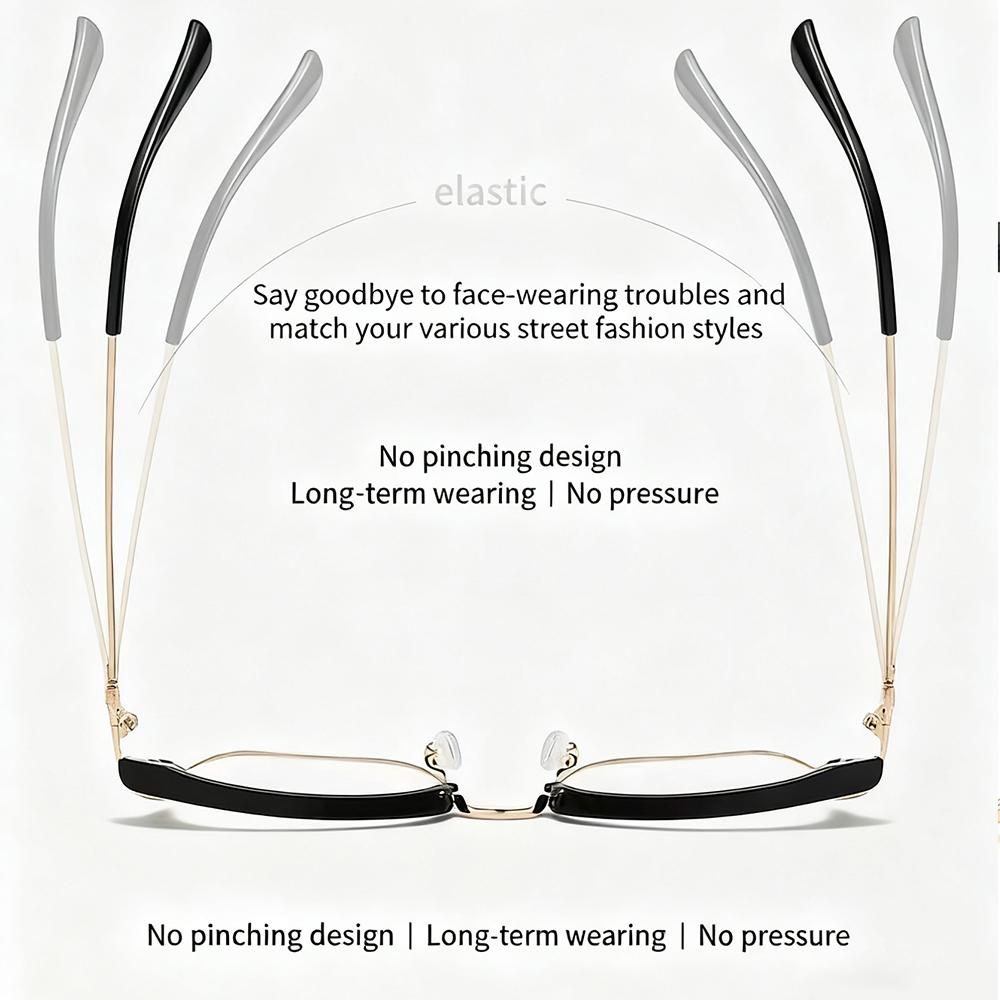 New Metal Half Frame Reading Glasses Anti-Blue Light Square HD Vision for Elderly Business Men Women Fashion Presbyopic Eyewear