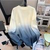 Contrast Color Gradual Change Tie-dye Sweater Women's Autumn and Winter New Medium and Long Design Sense Niche Pullover Knitted Sweater