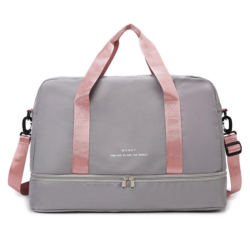 

Ladies Large Capacity with Shoe Compartment Simple Casual Portable Travel Bag Dry and Wet Separation Sports Training Fitness Bag серый