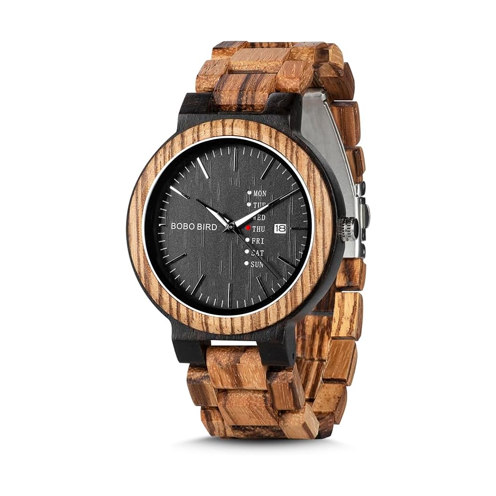 Bobo Bird Men s Wooden Watch Analog Quartz Lightweight Handmade Wood Wristwatch