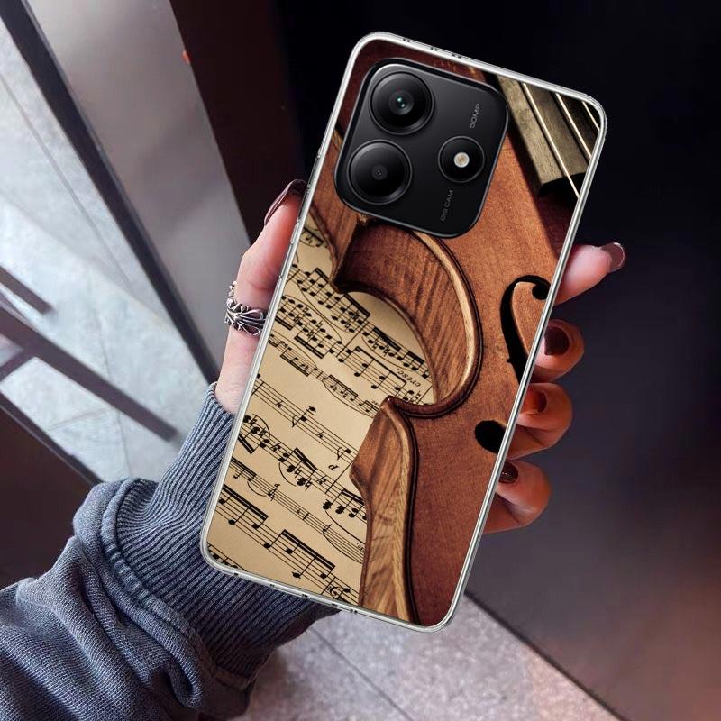 Music Violin Phone Case For Xiaomi Redmi Note 15 14 14S 13 12S 12 Pro Plus 11S 11 10S 10 4G Cover 11E 11T 5G Print Fundas Redmi