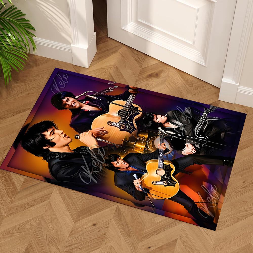 Elvis Presley Fußmatte Geeignet zur Dekoration von Zimmern Arbeitszimmern Wohnzimmern Schlafsälen Rutschfester Teppich Büros Dekorieren Perfektes Geschenk für Frauen/Männer