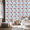 White and turquoise flowers wallpaper for living room and bedroom 50x1000