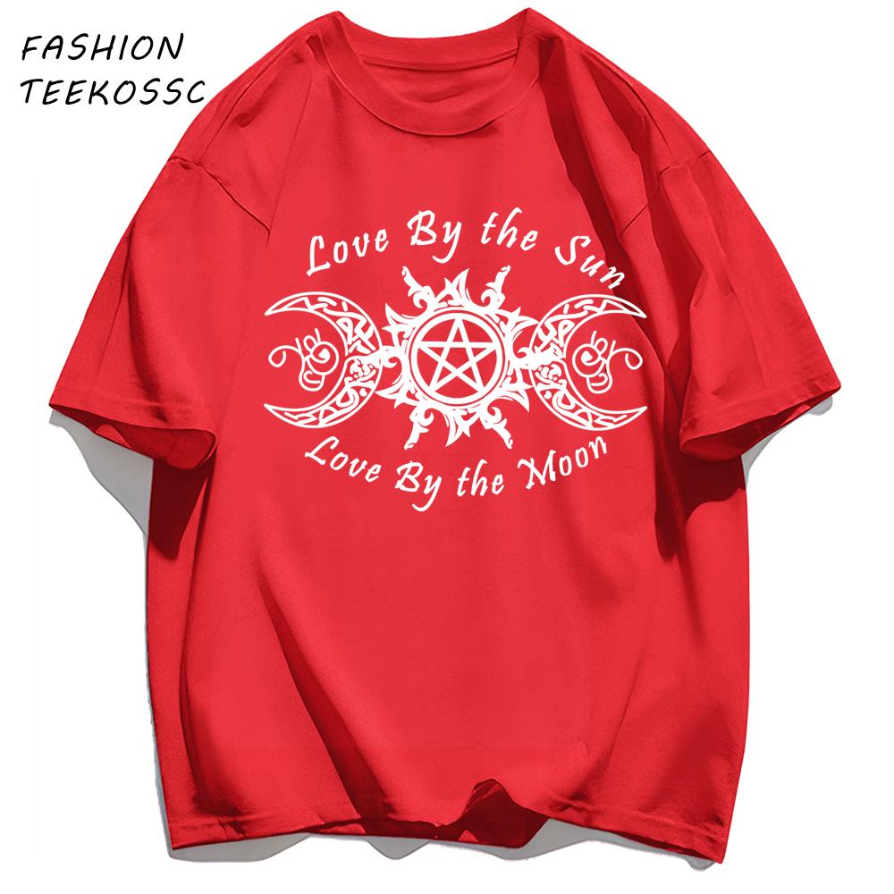 Love By The Sun And Moon Print Mens TShirt Casual Summer T Shirts Oversize AllMatch Man Streetwear Cotton Hip Hop Clothing