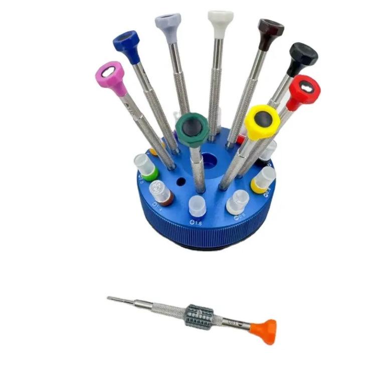 Watch Repair Ten-Piece High-Quality Screwdriver Set with Bearing Base & Rubber Tips