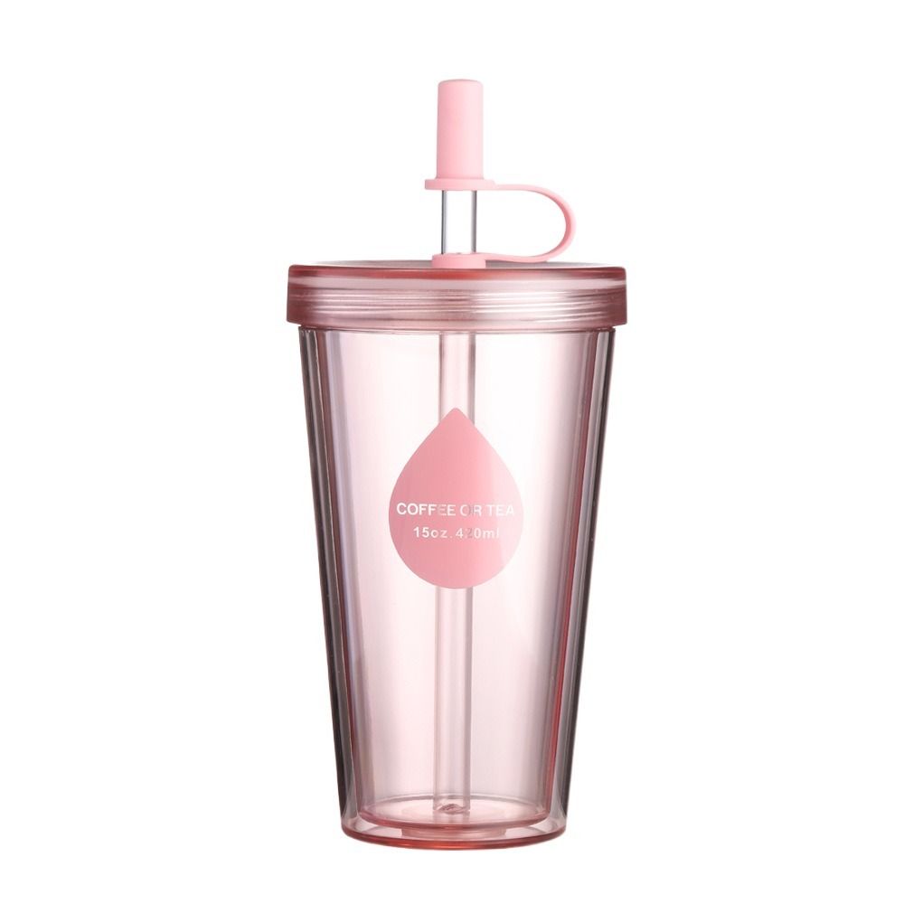 Transparent Iced Coffee Cups with Lids Water Cup gift Straw Bottle  Travel