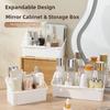 Expandable Design Cosmetic Storage Box White Desktop Storage Rack  Bathroom Organization