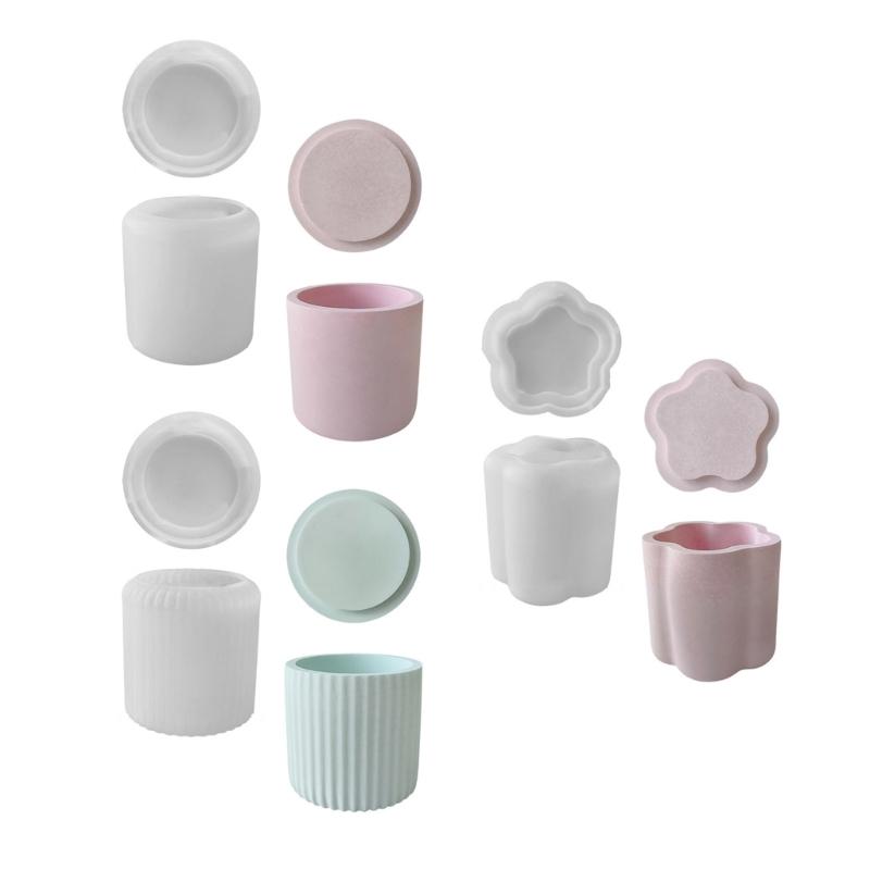 Silicone Candle Cup Molds 3pcs/set Resin Jar Storage Box Mould Exploy Casting Molds Ornament for  Hand-Making Crafts