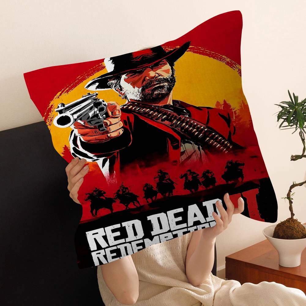 Spel R-Red Dead Redemption Rdr Kussenslopen Cartoon Bank Decoratief Huis Dubbelzijdig Bedrukken Kort Pluche Schattige Kussenhoes